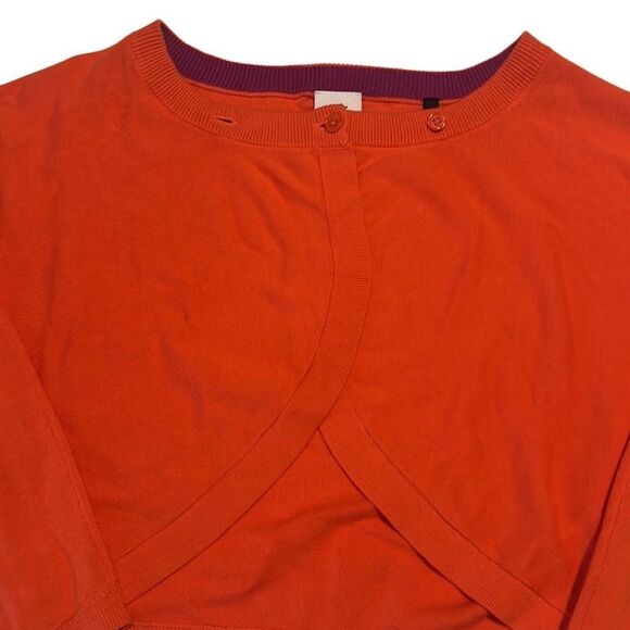 CAbi Piccolo Tiger Lily Orange Cropped Cotton Shrug Cardigan Size Medium - Picture 5 of 10